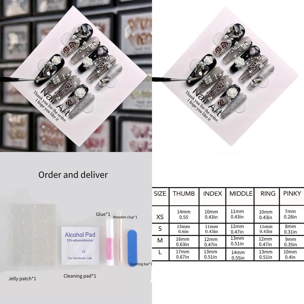 Handmade Dark European And American Style Heavy-luxury Large Rhinestone Camellia Nail Art Piece