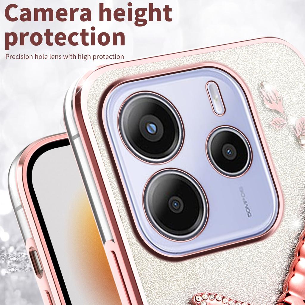 KADEM Για Xiaomi Redmi Note 14 4G (164,84 χιλιοστά) Θήκη Dragonfly με Σταντ TPU Λουλούδια Γκλίτερ Κάλυμμα Τηλεφώνου