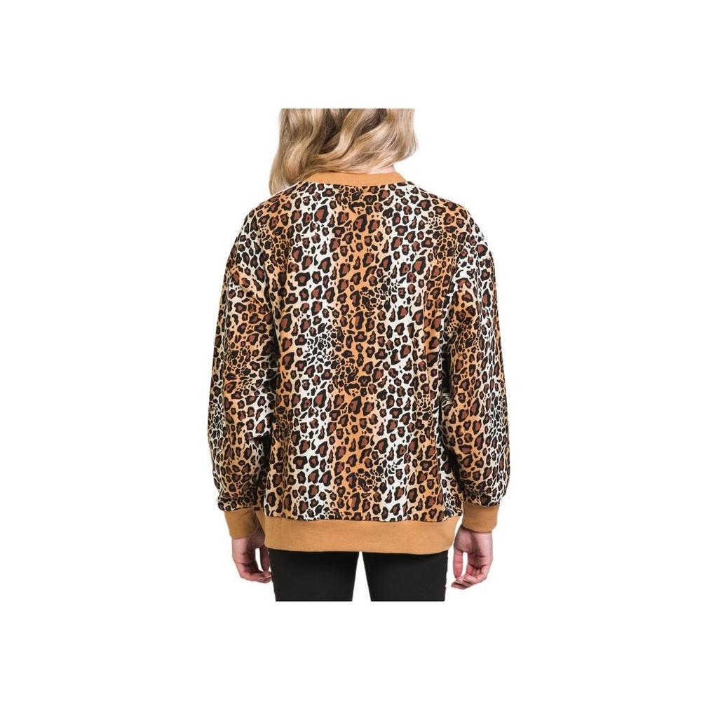 Adidas Leopard Print Crew Neck Pullover Long Sleeve T-Shirt Women Tops HB4763