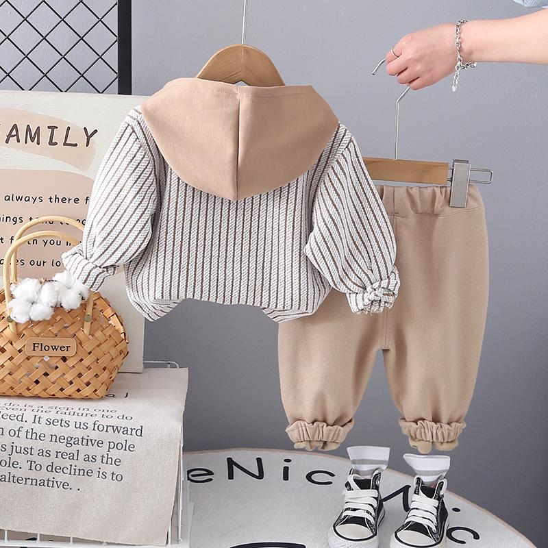 Boys' Striped Hooded Long-Sleeve Shirt - Stylish Kids Autumn & Spring Wear