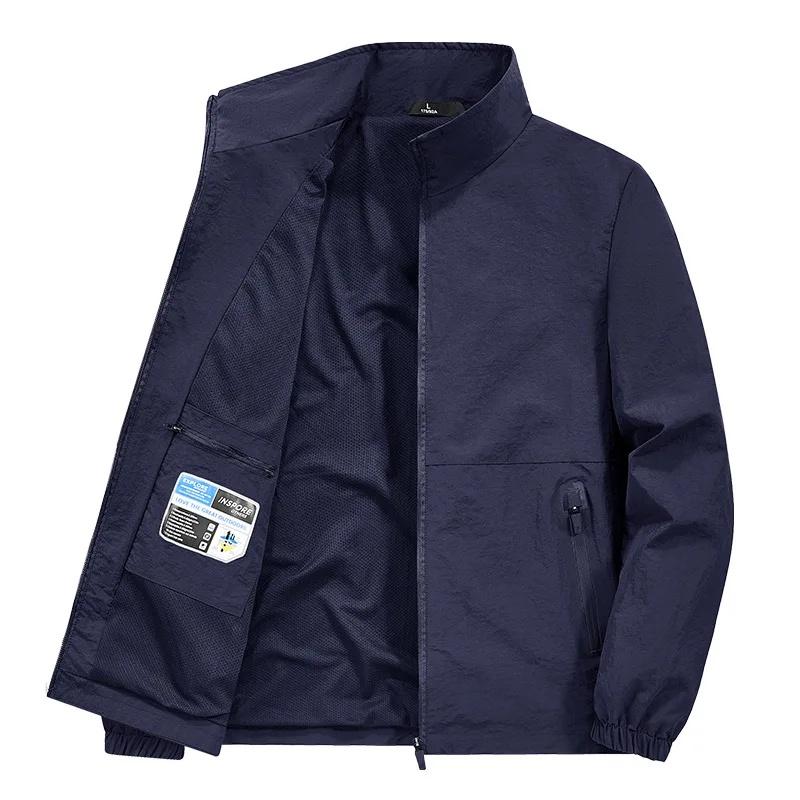 Casual Loose Fit Men's Jacket Spring Autumn Stand Collar Big Size Coat Comfortable Lightweight Business Style