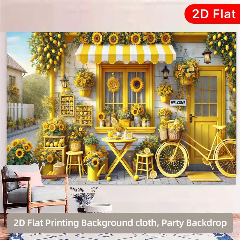 2D Spring Summer Yellow Lemon and Sunflower Photography Banner 47.2x31.5inch/120*80cm
