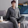 Pyjama Herren Frühling und Herbst Verdickt Reine Baumwolle Langärmelig Loungewear Herbst und Winter Dünn Gepolstert Air Baumwolle Baumwolle Baumwolle