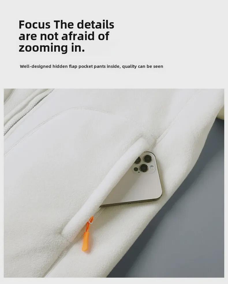 Uniseksowa dwustronna kurtka z polaru koralowego i polaru polarnego w wielokolorowe wzory - Jesienno-zimowy płaszcz z wełny jagnięcej