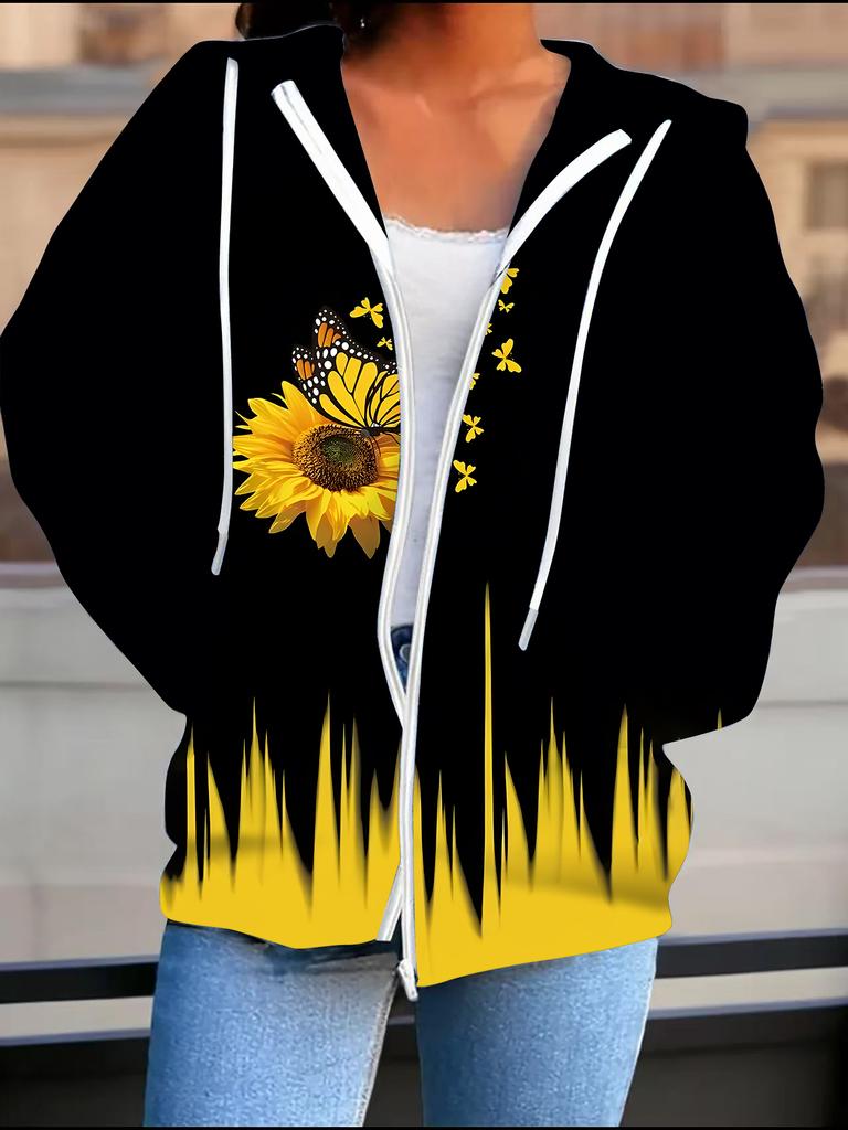 Leopard Print 3D Printed Hooded Cardigan Plus Size Autumn Winter Retro