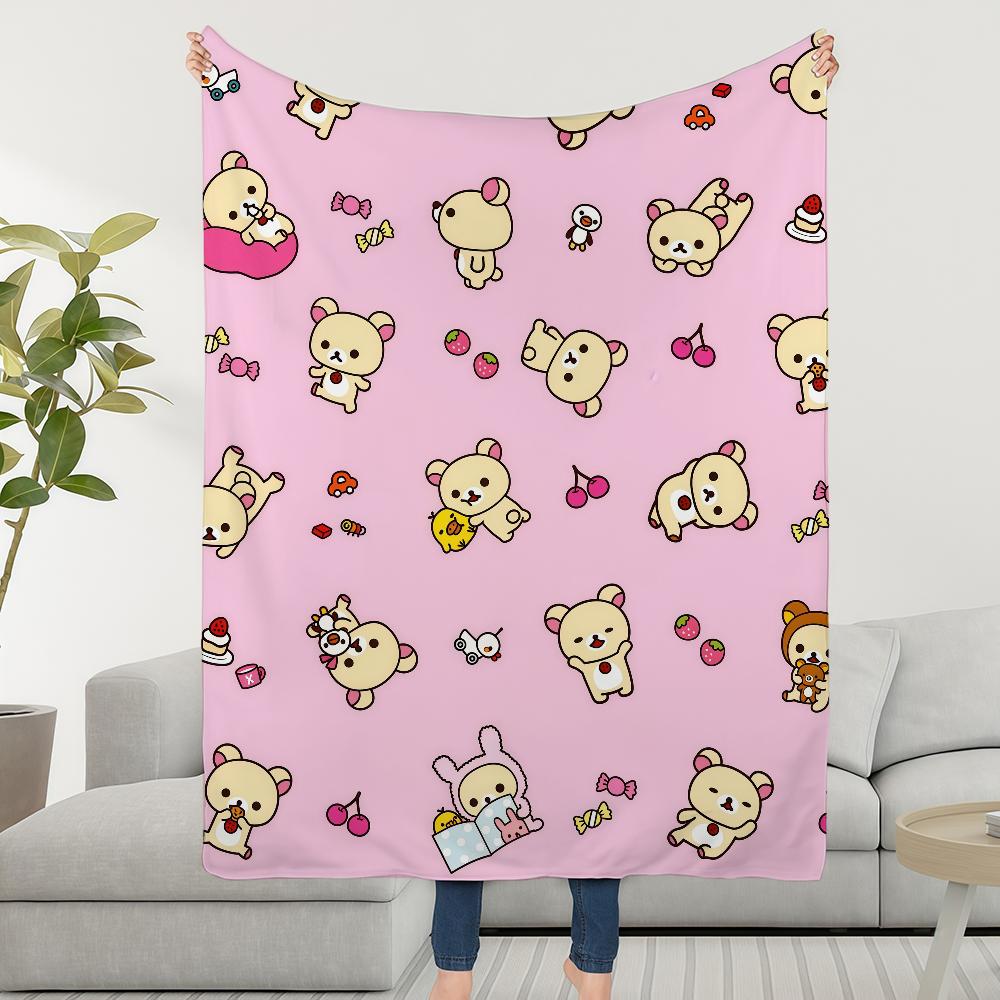R-Rilakkuma Cute Bear Blanket Soft Warm Furry Throw Super Kids Toys Bed Sofa Car Cradle