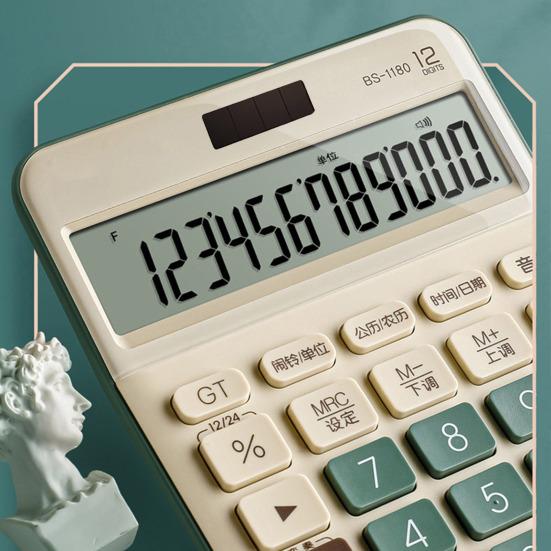 Mechanical Calculator 12 Digit Large LCD Display Big Buttons Easy To Press Compact Size Portable Colorful Calculator