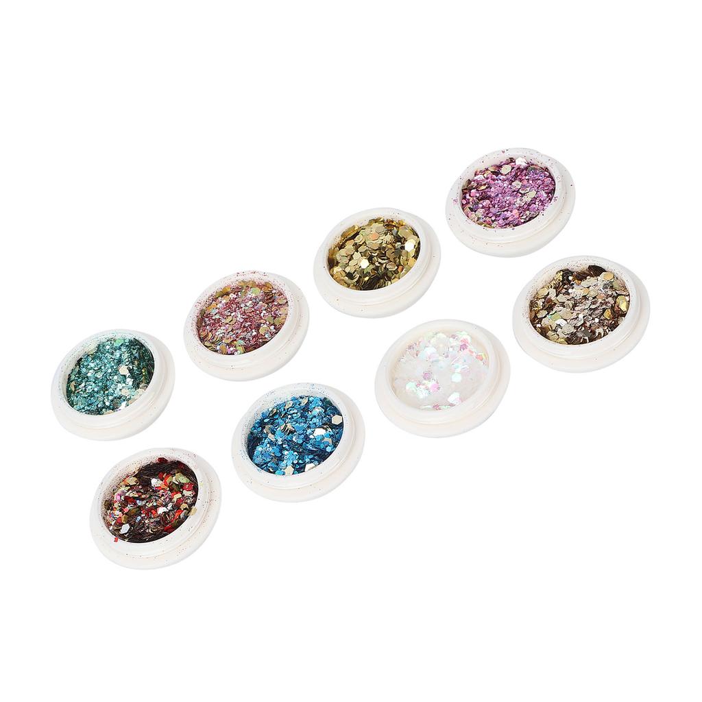 8 Dosen Nailart Glitzerpuder Staub Maniküre Sechseckige Gemischte Pailletten Nageldekoration