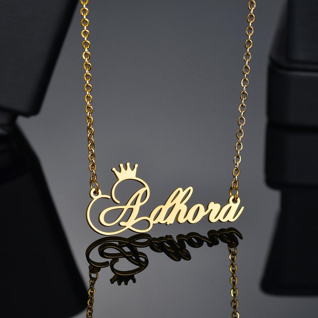 Atoztide Personalized Custom Name Necklaces Nameplate Pendant for Women Stainless Steel Link Chain Mother Kids Jewelry Gift