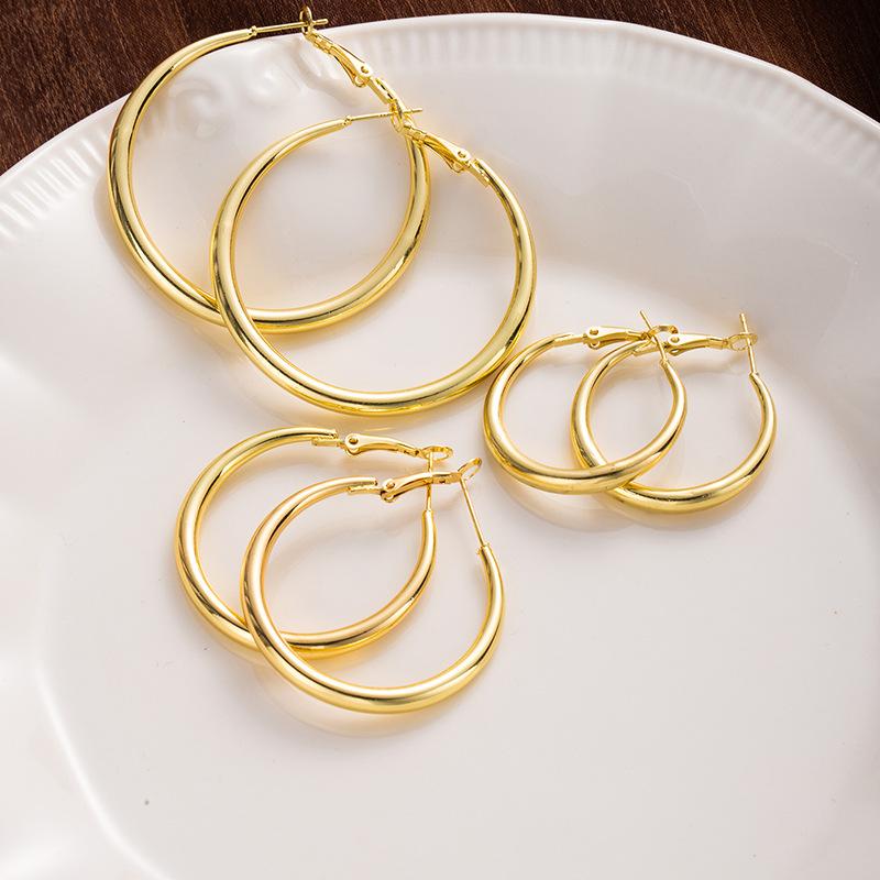 Geometric Metal Earrings A Niche Design of Ear Loops Are Simple and Versatile Earrings for Women