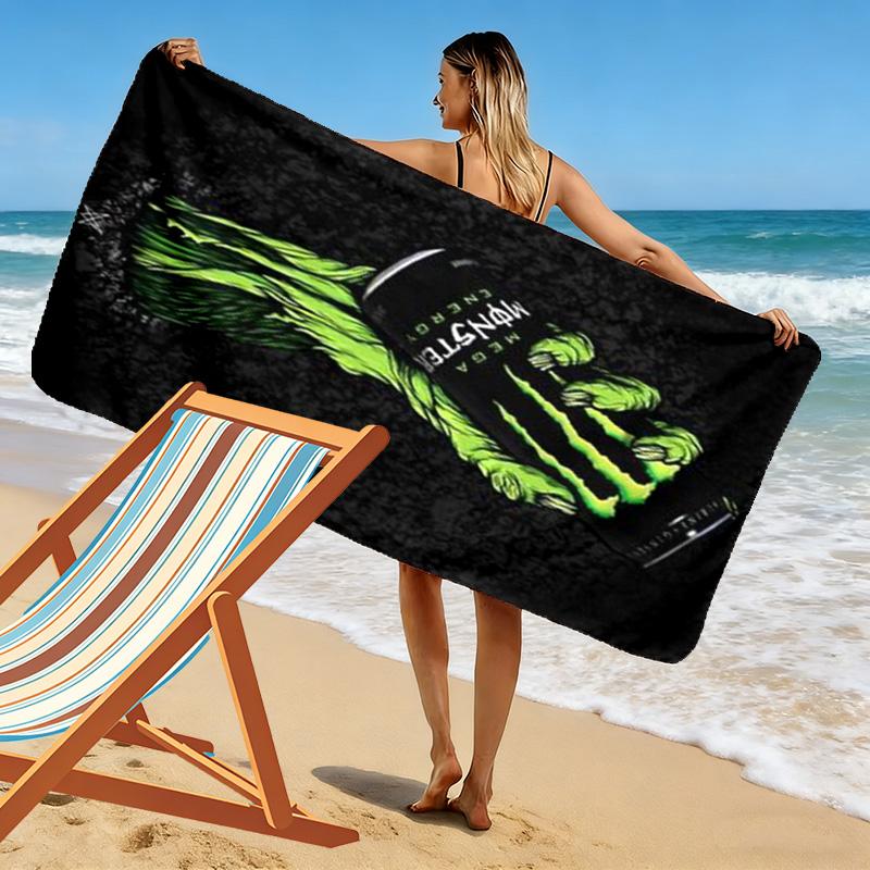 Monster Energy Drink Mega Power Can Beach Towel Beach Towel For Vacation Photos Soft Seaside Swim Quickdrying Swim Towel Beach Towel Printing