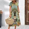 Elegante vestito t-shirt a maniche corte moda vacanza al mare abiti midi donna abbigliamento stampa 3D