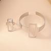 1 Set Trendy and Minimalist Geometric Square Jewelry Hollowed Out Ring and Bracelet Set Mother's Day Gift Jewelry Set