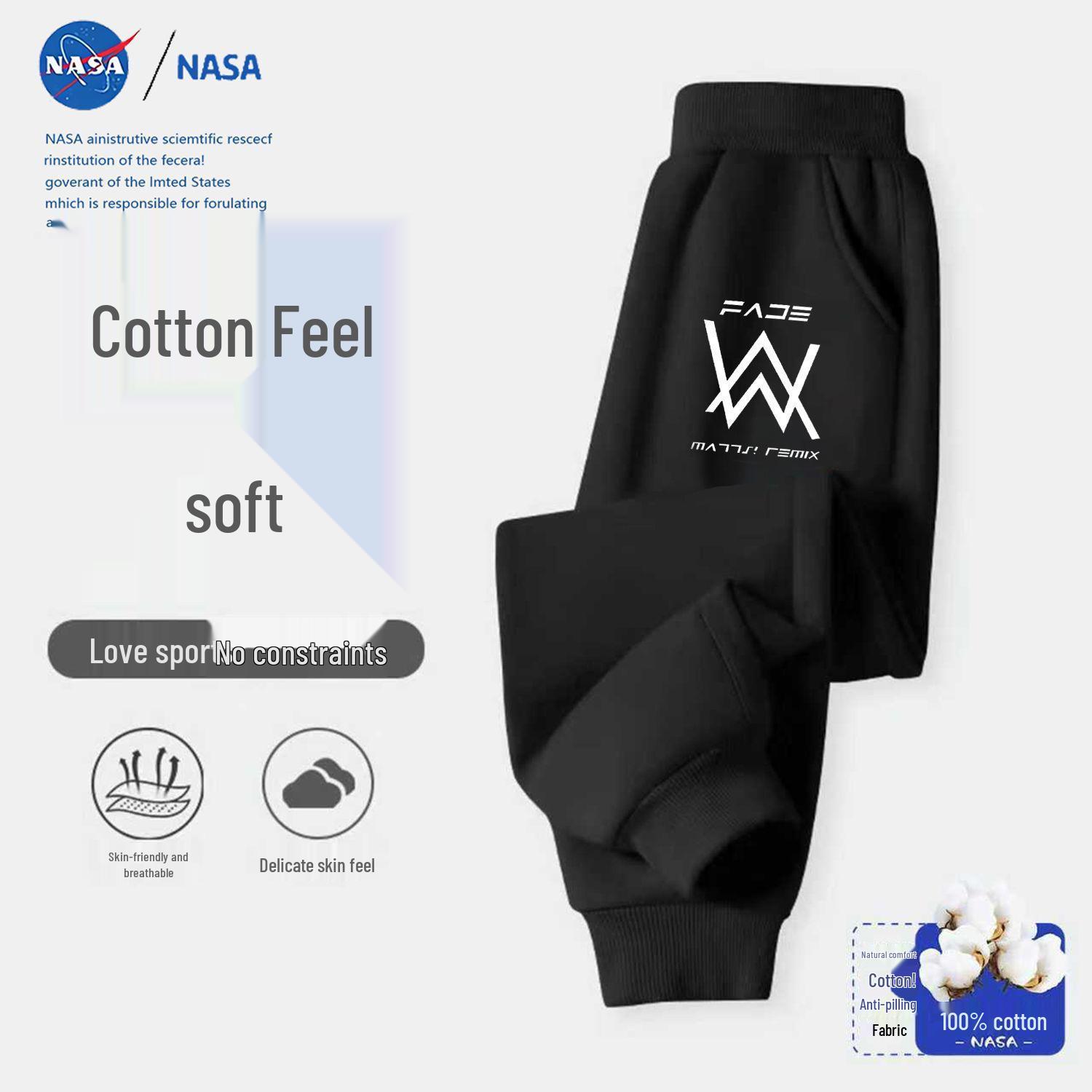 

NASA Alan Walker Style Fleece-Lined Kids Black Versatile Pants 120 (40-45 lbs)