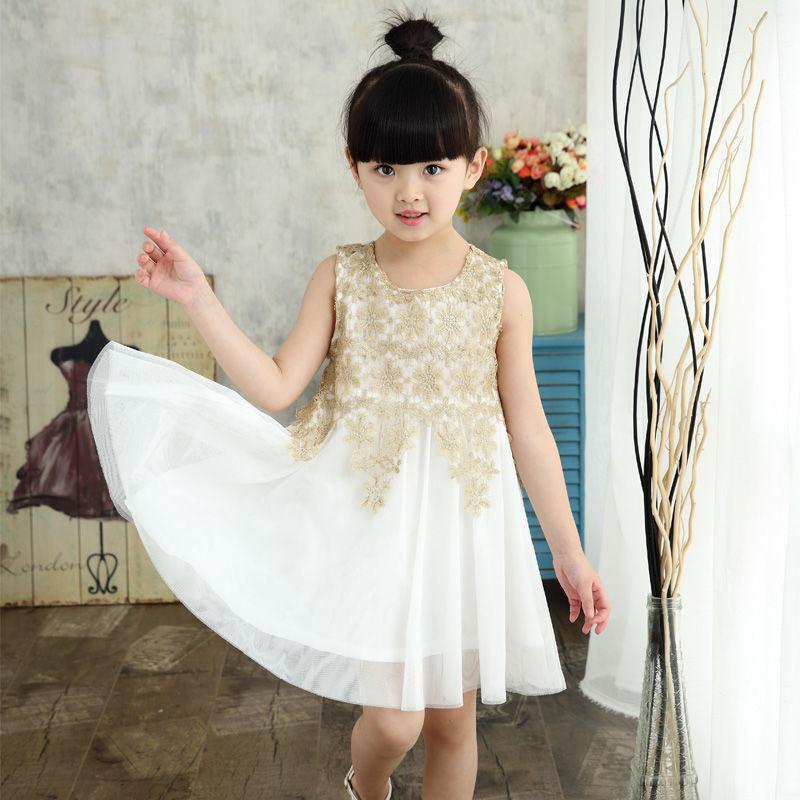 Vest Gauze Dress for Spring and Summer Girls' Vest Dress for Children's Clothing Spliced Dress for Children's Clothing Long Dress