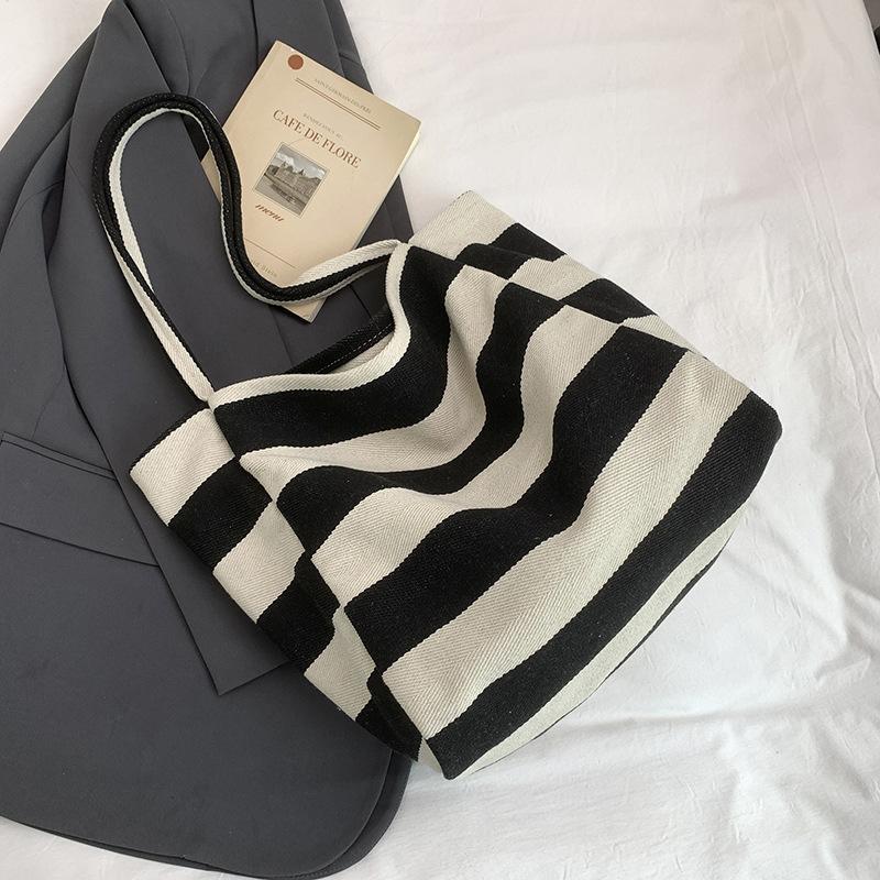 Корейская версия полосатая модная сумка через плечо холщовая сумка для покупок и путешествий холщовая сумка офисный работник пригородный женская большая вместимость