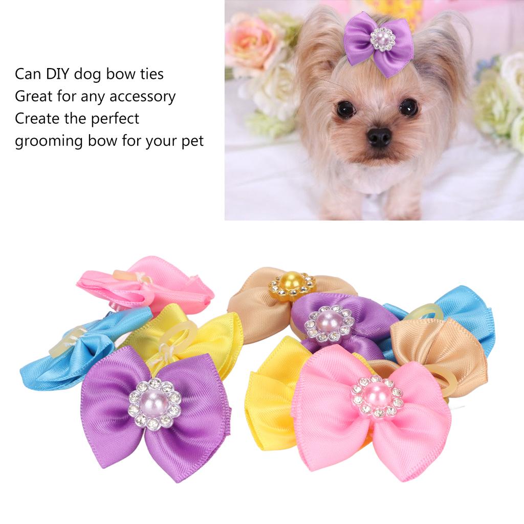 20pcs Pet Hair Bows Cute Mixed Colors Small Dog Topknots With Rubber Band For Puppy Cats Rabbits