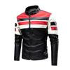 Spring and Autumn Casual Men's Leather Jacket, Splicing Locomotive Retro Fashion Leather Jacket Men's Jacket