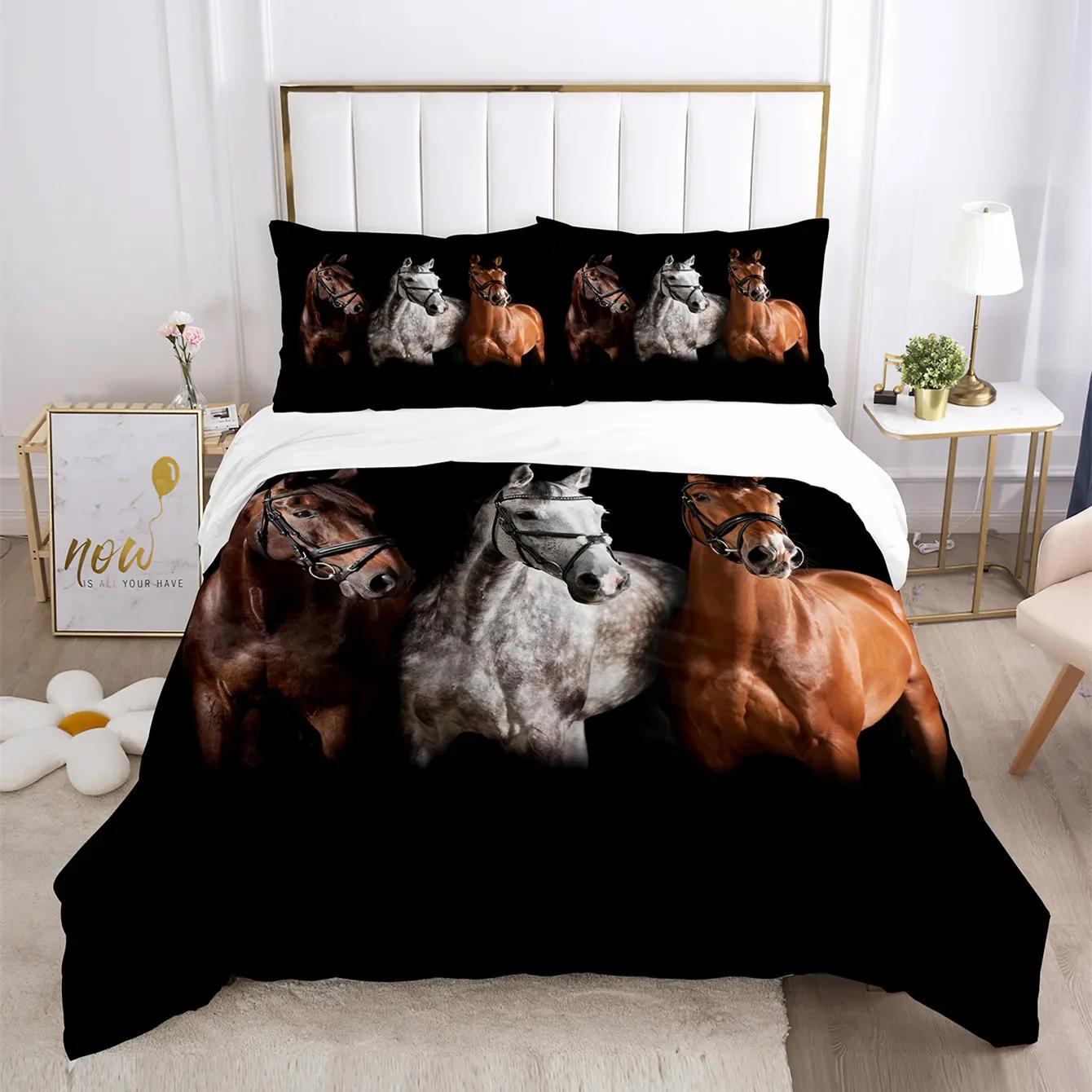 

Colored Wol Horse Warm Comforter Cover Set Beding 3D Print Wod Planks, Gren Paint Retro Background Wal Soft Duvet Cover +Pilowcase 100*200cm Single