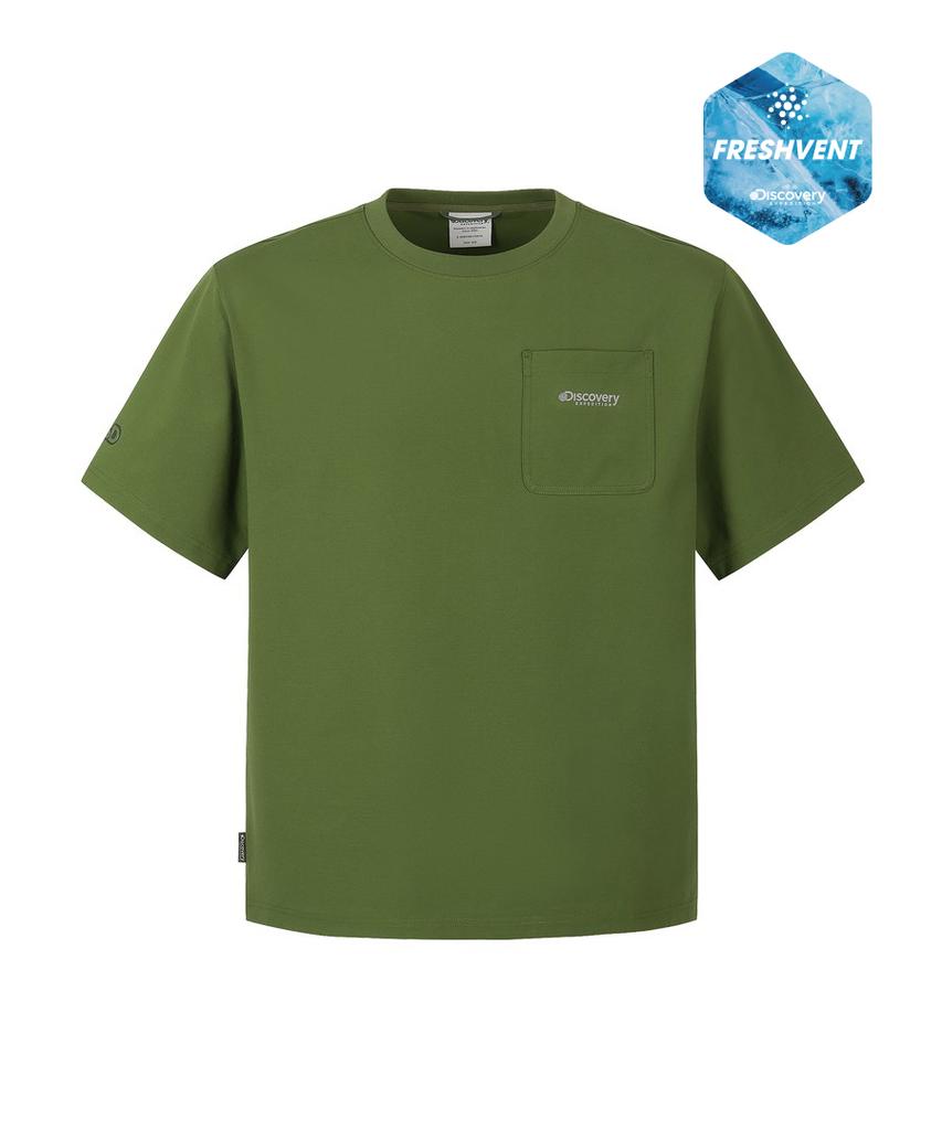DISCOVERY EXPEDITION Men'S Freshvent Knit Training Pocket Short Sleeve T-Shirt (Khaki)