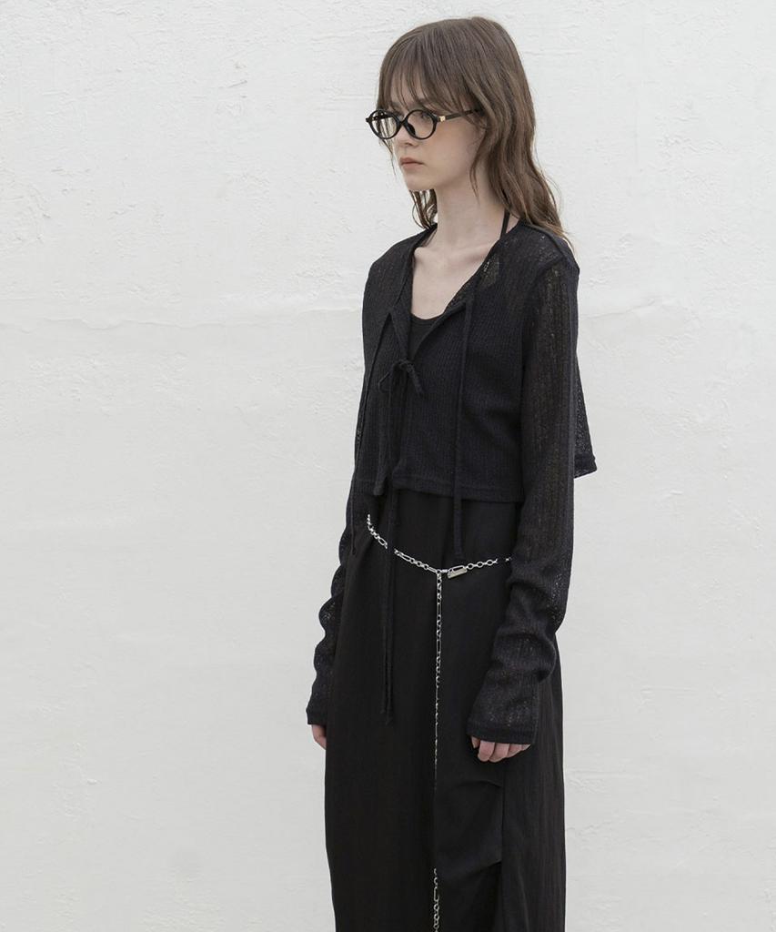 Morceau Par Morceau Tie Knit Cardigan [Black]
