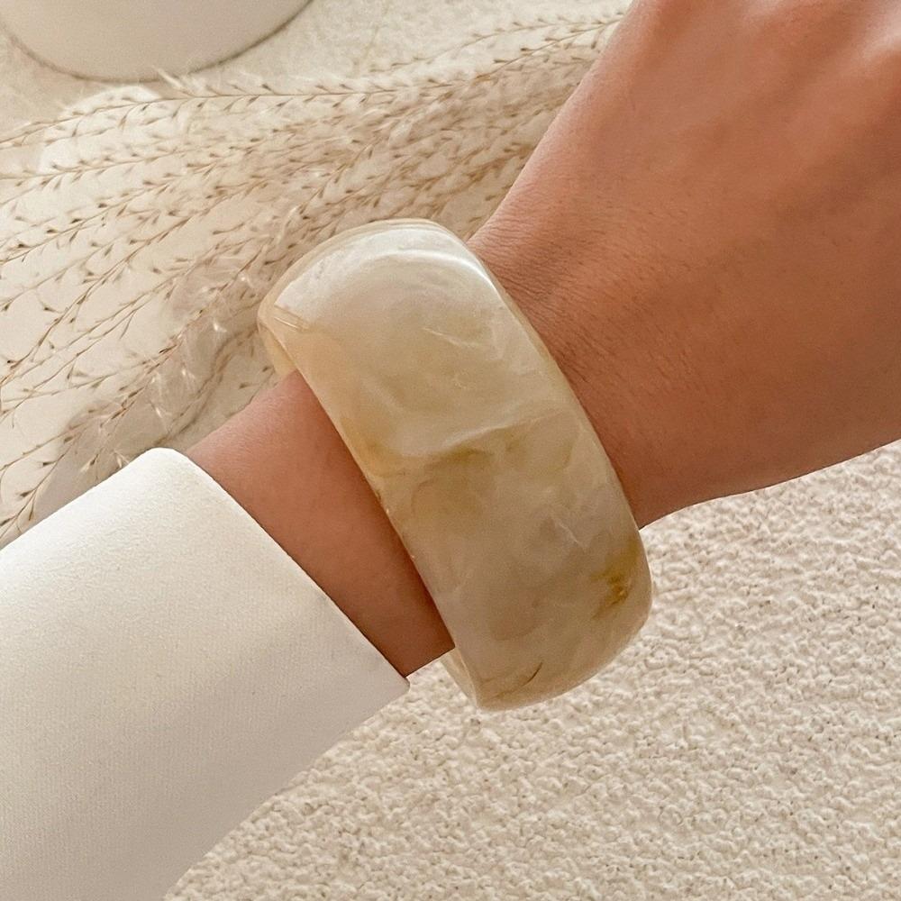 Geometric Irregular Wide Bracelet Bohemian Retro Hand Ring Exaggerated Acrylic Bangle  Gift