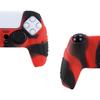 PlayVital PS5 Controller Protective Case Rubber Protective Case for PS5 Wireless Soft Silicone Skin with Thumb Grip Caps Warrior Red Black Cover,