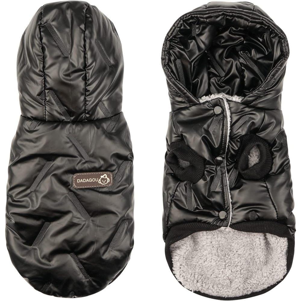 Hundezubehör, Haustier-Overalls, Haustier-Jacke für kaltes Wetter, einfarbig, Haustier-Hunde-Fleece-Kapuzenmantel, wasserdicht, winddicht