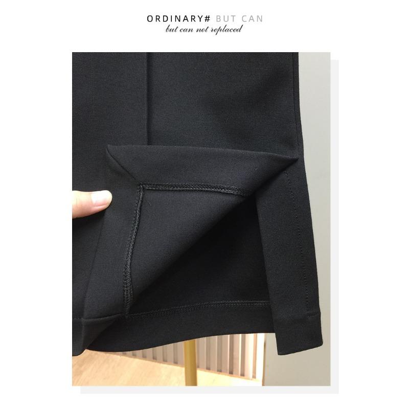 Plus Size Women High Waist Split Flare Long Black Casual Pants