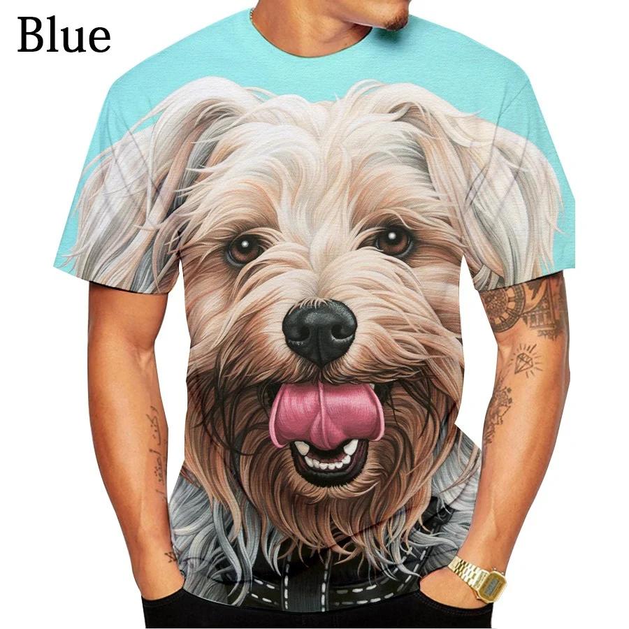 Summer Harajuku Men's Short Sleeved O-neck T-shirt 3D Printed Clothing Yorkshire Meme Anime Casual Cloths