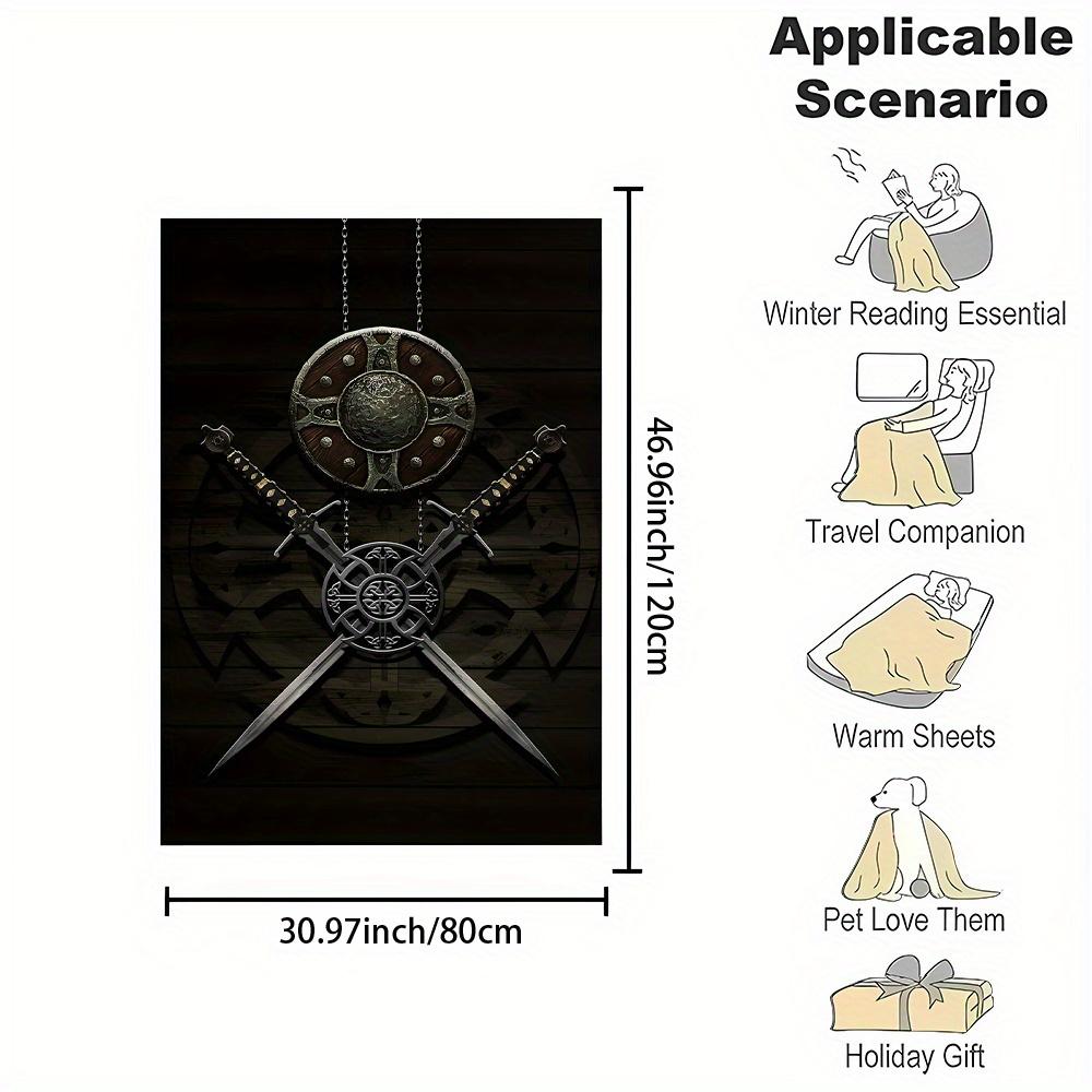 Ancient Warrior Shield Patterns Flannel Printed Blanket Suitable for All Seasons Suitable for Living Room Office Sofa and Travel