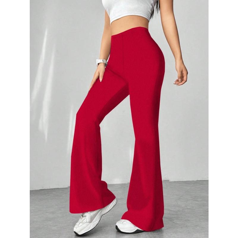 DAFIFY Women's Fashion Casual Solid Color Print High Waist Trousers Pants & Capris