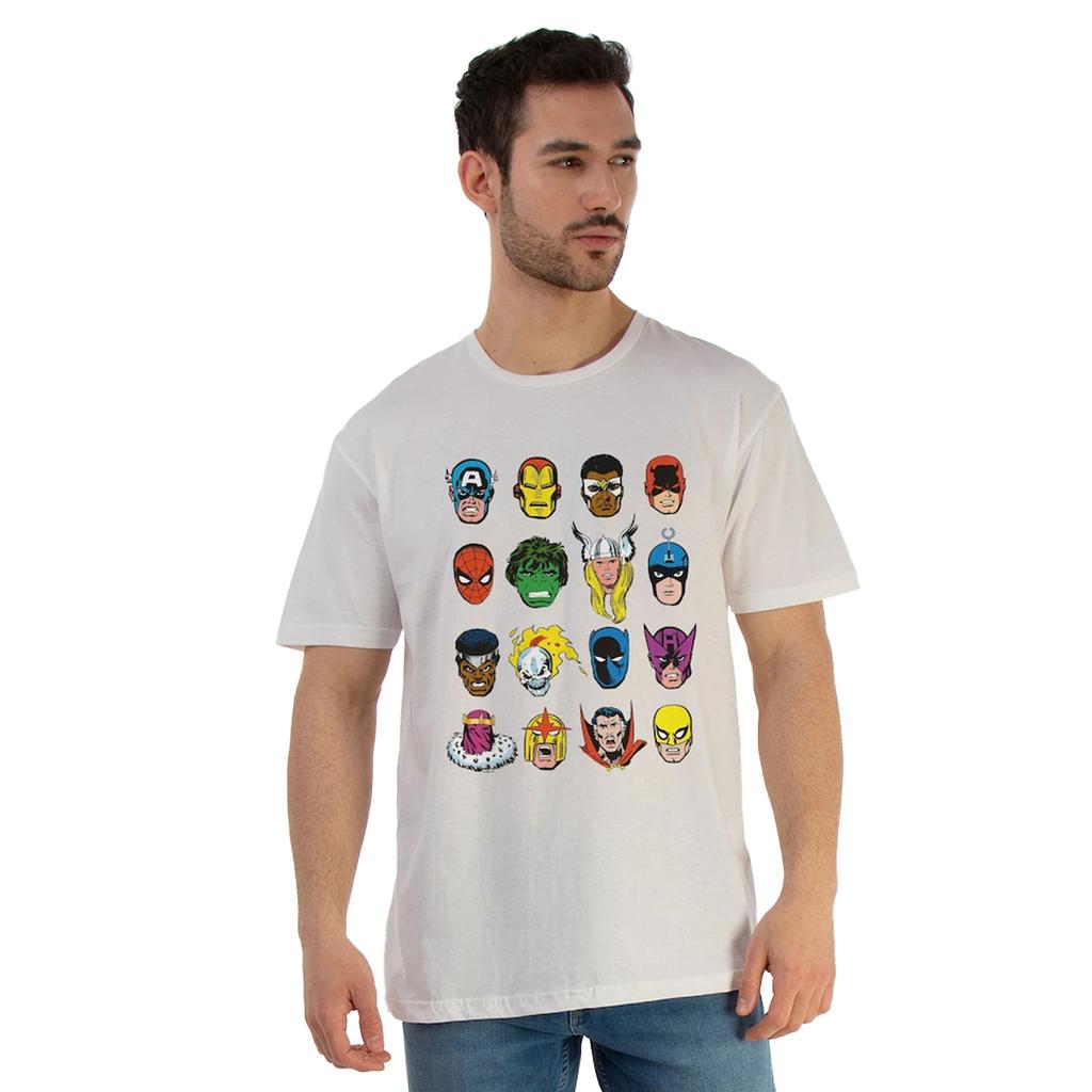 Marvel Comics Mens Faces Cotton T-Shirt