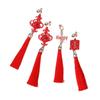 Hanfu-Inspired Red Tassel Clip-On Earrings with Chinese Knot Design