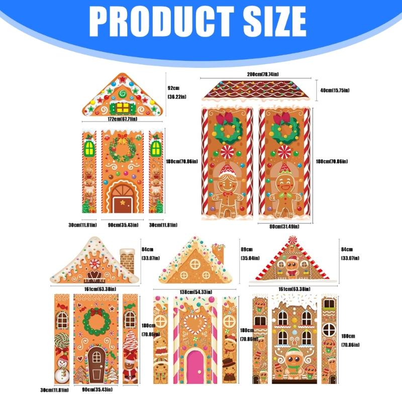 Gingerbreads Patterned Door Decoration Set Washable Polyester Seasonal Party Supplies