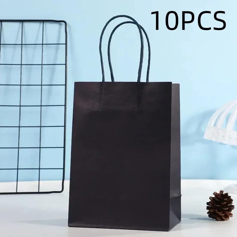 Candy Colorful Shopping Bags 10PCS Kraft Paper Gift Candy Bag Colored Hand-held Paper Bags Wedding Party Decoration Gift