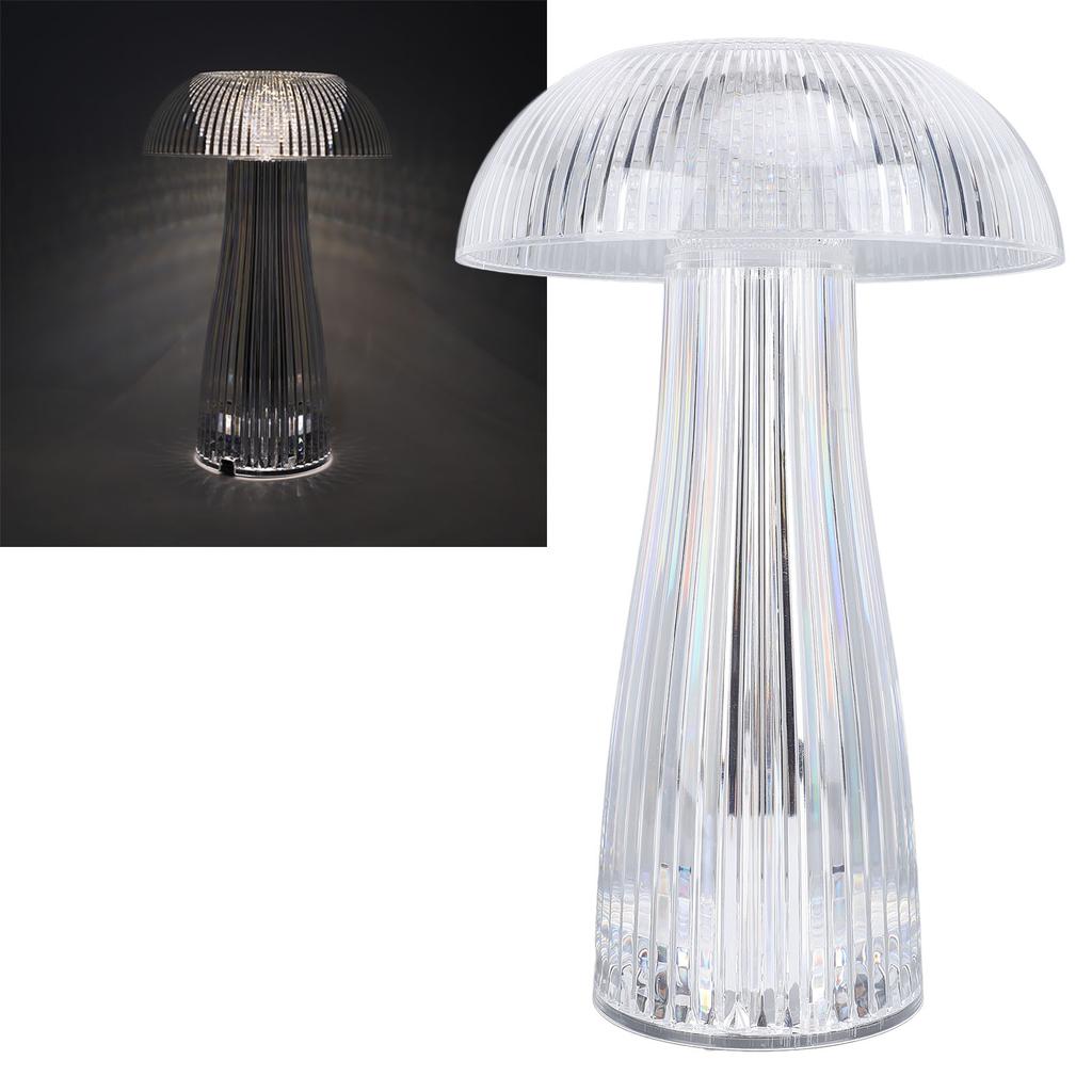 Desk Lamp Acrylic Rechargeable Cordless 3 Color Dimmable Touch Control Portable Mushroom Lamp for Be