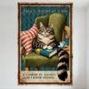 Vintage Tabby Cat with Tea & Book Tin Sign Whimsical Retro Metal Poster for Bar Pub Home Cafe Wall Decor