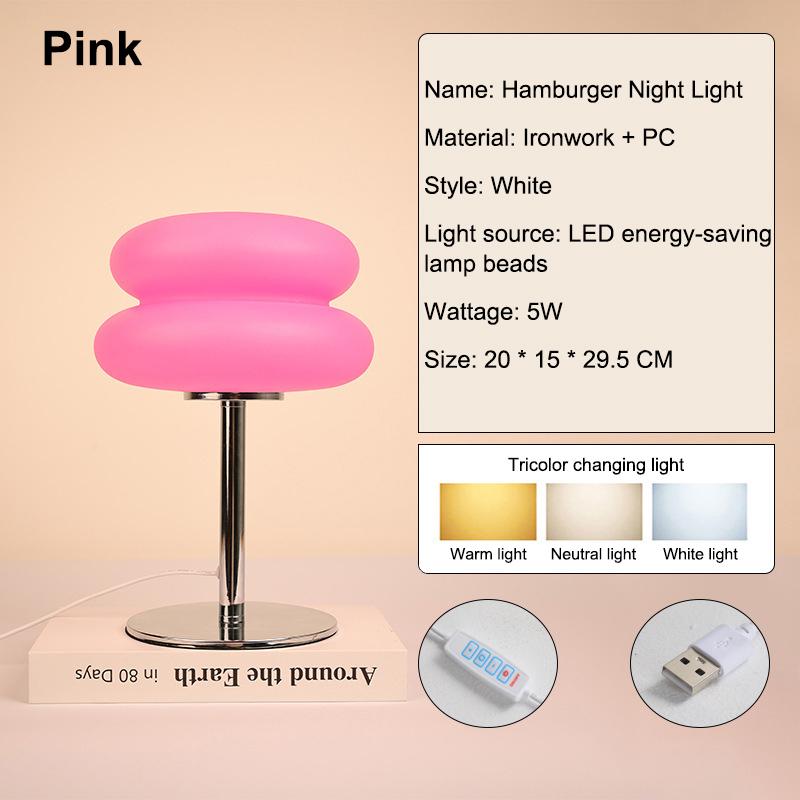 

Bedroom Bedside Lamp Creamy Style Table Lamp Usb Plug Tri Color Dimming Living Room Study Atmosphere Light рожевий