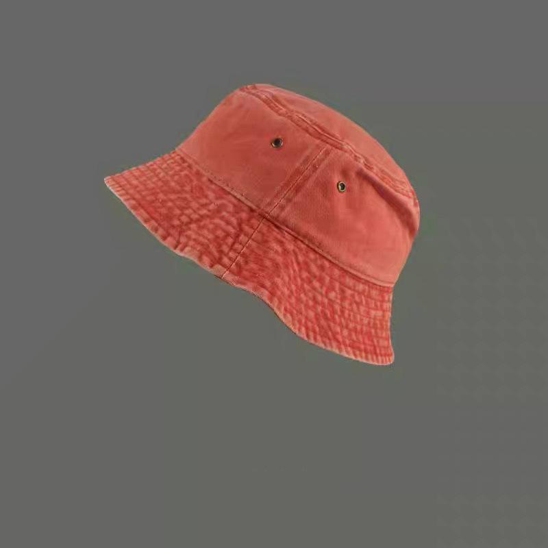 

Ретро вываренная джинсовая панама для пары, модная, старая, с короткими полями, шляпа-ведро, дышащая, однотонная, тонкая, весна и лето M（56-58cm） оранжевый