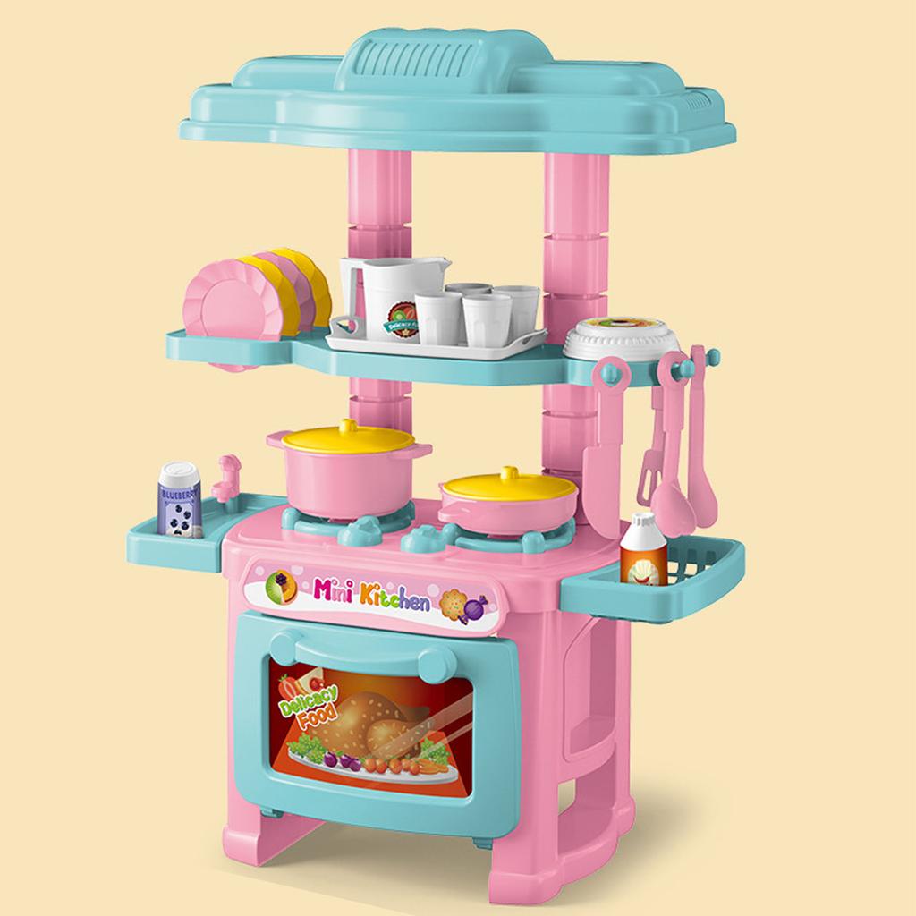 48 PCS Kitchen Toys Set Integrated Realistic Interesting Immersive Smooth Edges Interactive Play Kitchen Set for Pretend Play