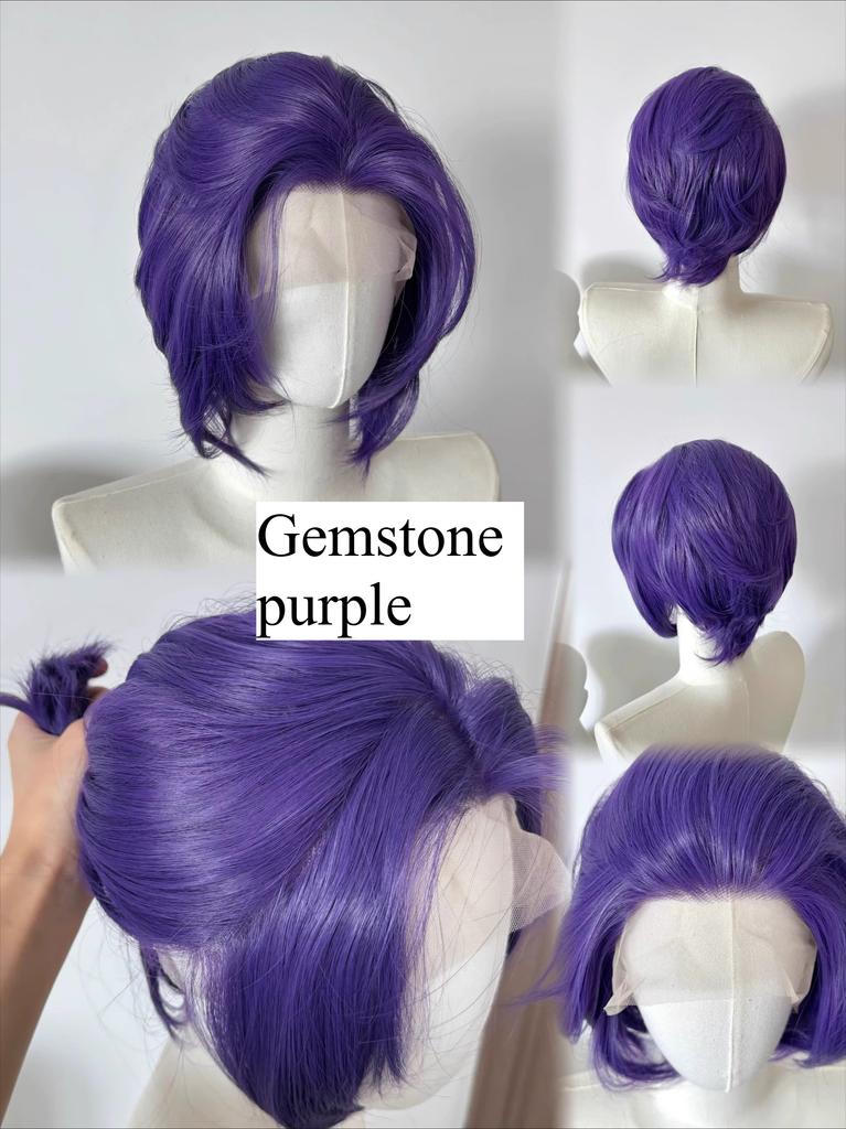 Perucă Blondă cu Dantelă pe Margine Scurtă pentru Bărbați 13*4 Peruci Sintetice cu Dantelă Păr de Înaltă Calitate Peruci cu Dantelă pe Margine Multiple Culori Disponibile