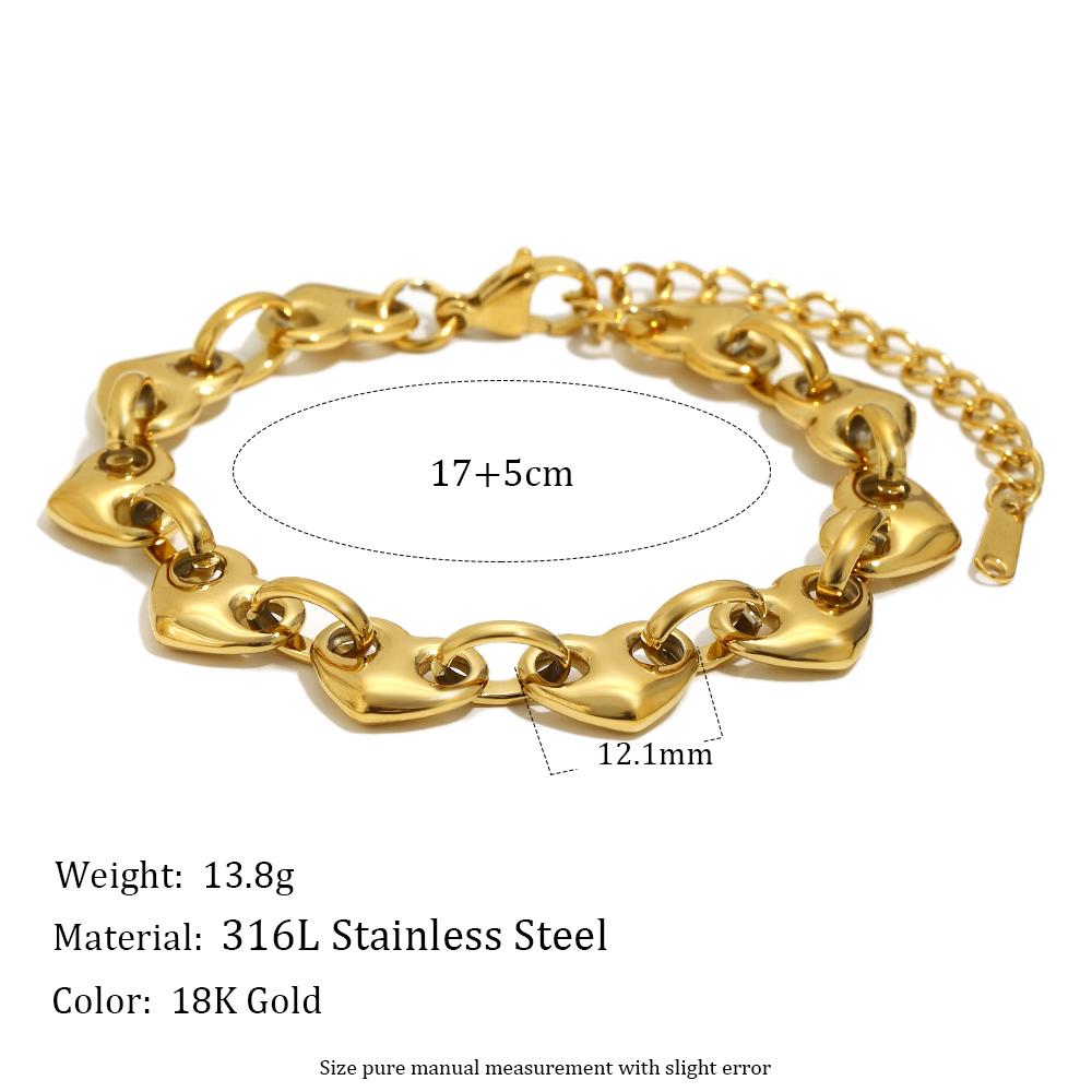 

MamacitaSlay 316L Stainless Steel Heart Mixed Color Bracelet 18K Gold Plated Waterproof Wrist Jewelry Women s Creative Bracelet 22cm золотой