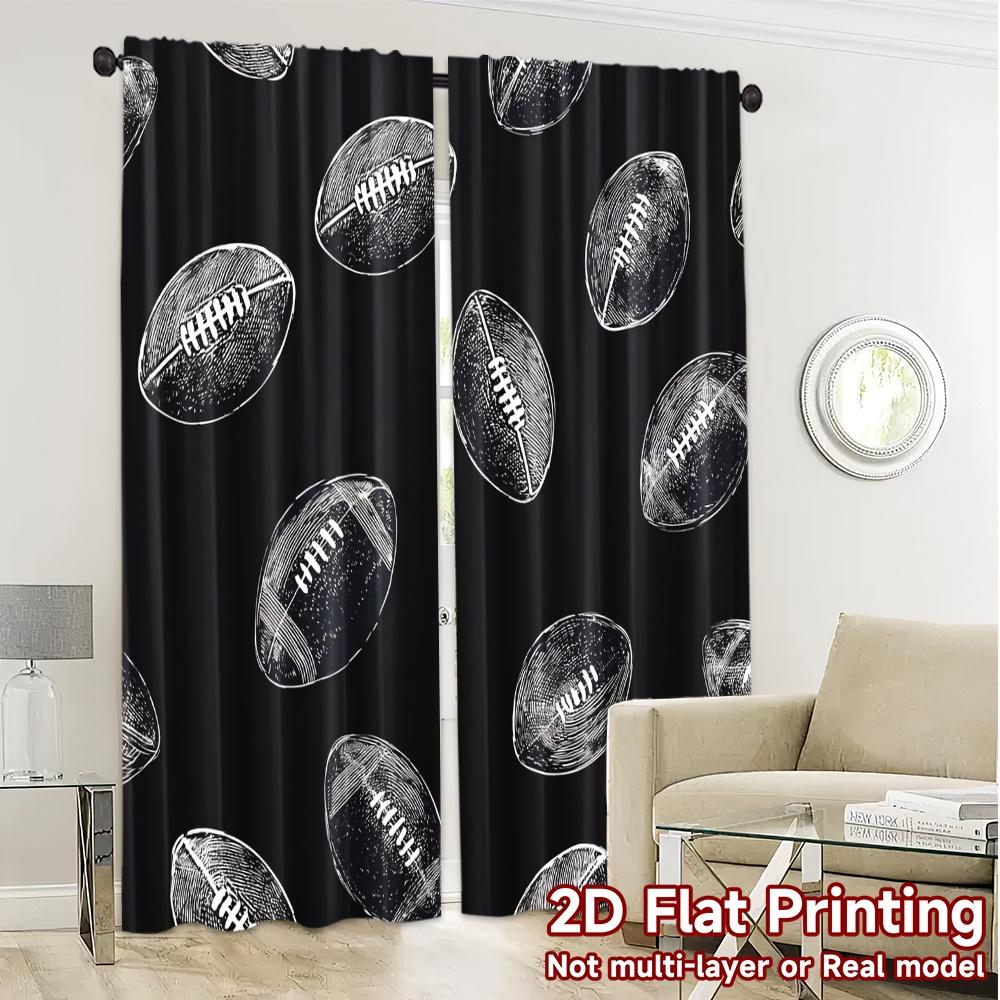 Set aus 2 modernen, flach bedruckten Jit-Vorhängen ohne Stange Fußball-Rausch Beliebter Polyester-Vorhang mit Thermofunktion