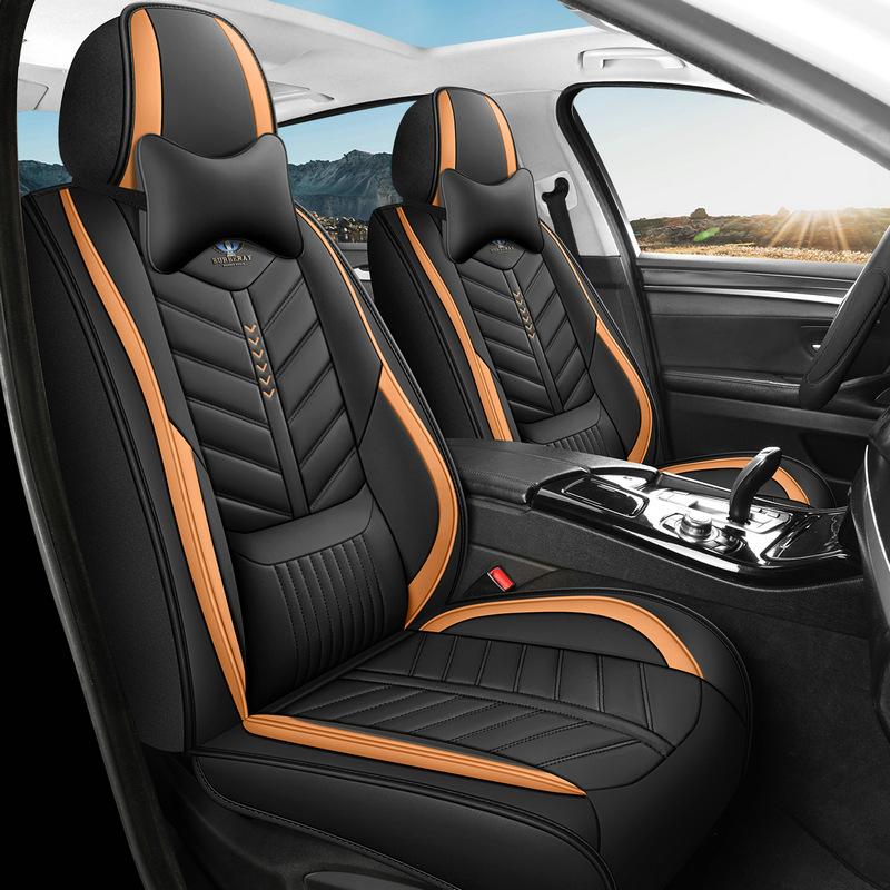 New Front Passenger Seat Covers Fully Enclosed Single-seat Leather Car Seat Cushions All-season Compatible Seat Covers(Only 1PC Seat Cover)