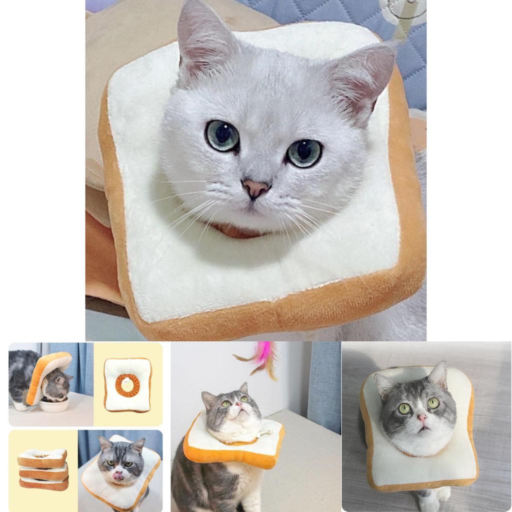 Adjustable Toast Bread Elizabethan Collar For Cats And Dogs, Cute Cartoon Design