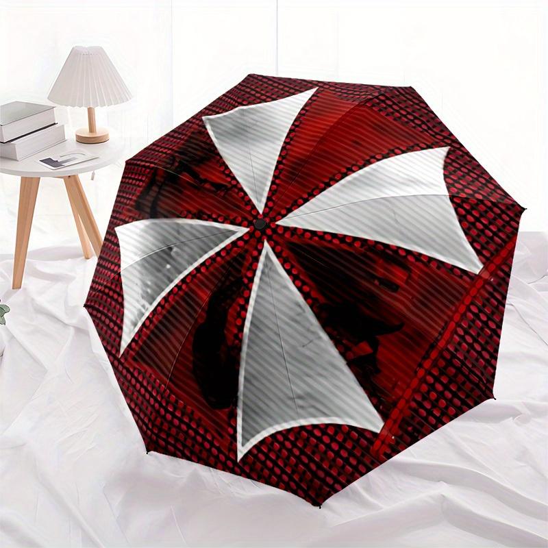 1pc Resident Evil Umbrella Corporation Auto Open/close, 8-Rib Iron Frame, Compact Folding Umbrella All-Season Portable Umbrella for Travel, Commute