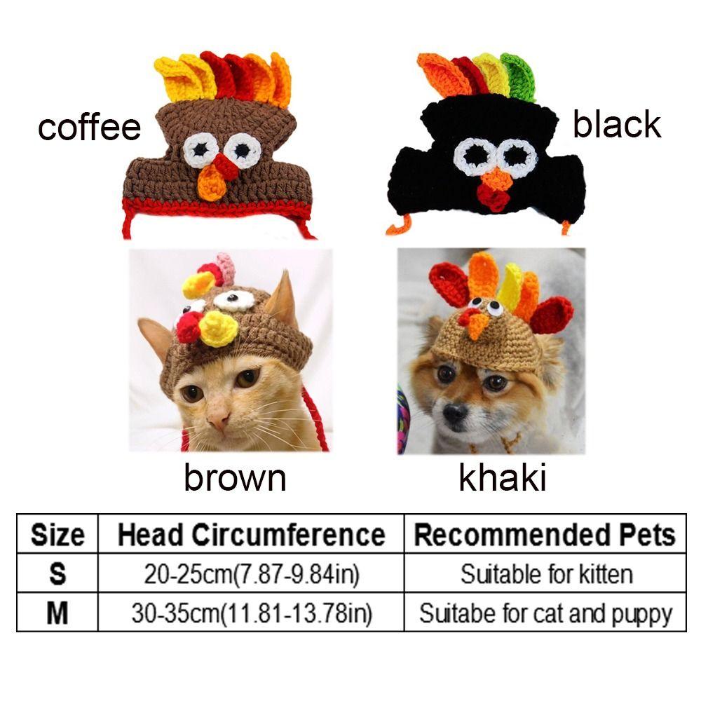 Elastic Cat Turkey Hat Cartoon Cat Cosplay Headwear Cute Pet Knitted Hat  For Cats Puppy