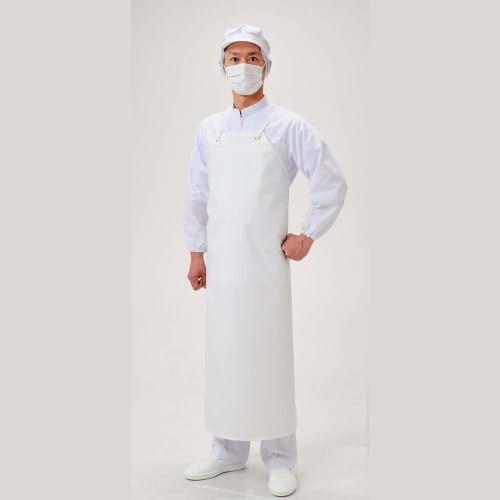 Koshin Rubber Apron, White, Small, Waterproof, Oil-Resistant, Heat-Resistant, Abrasion-Resistant, Tough Light Soft Chest Apron, W, G0477CE