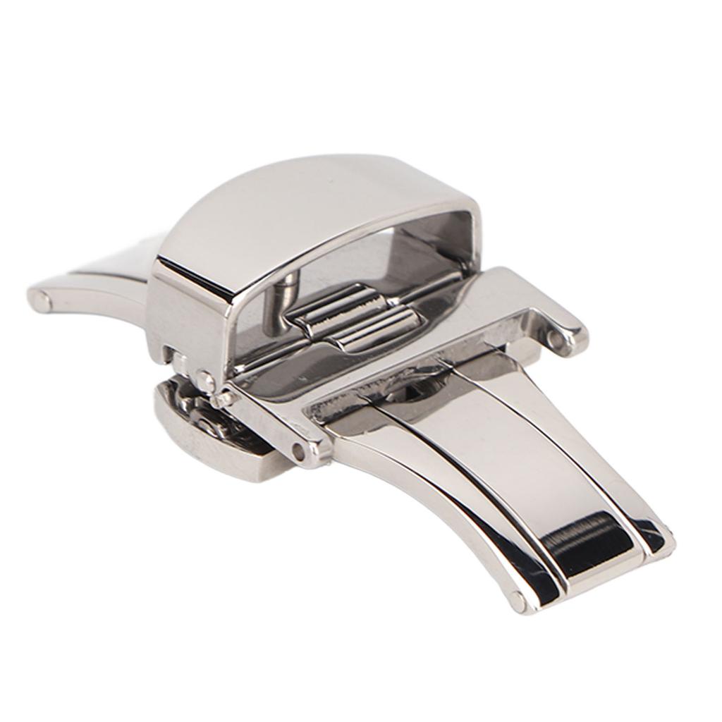 Silver Stainless Steel Watch Deployment Clasp High Finished Ergonomic Watch Buckle Replacement for